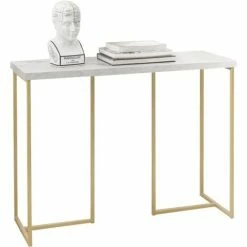 Bestpreis 💯 SoBuy FSB58-G Konsolentisch Mit Goldenem Metallrahmen Flurtisch Dekotisch Sideboard Beistelltisch Wohnzimmer Eingangsbereich BHT Ca: 100x75x36cm ✨