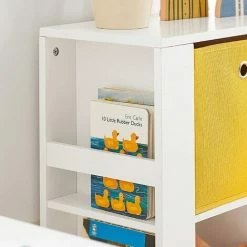 Blitzangebot 🌟 SoBuy KMB48-W Kinder Bücherregal Mit Turm-Design Kinderregal Mit 2 Stoffboxen Spielzeugregal Aufbewahrungsregal Für Kinder Spielzeug-Organizer Weiß BHT Ca.: 48x94x27cm ❤️ -SOBUY SHOP 58040909 3
