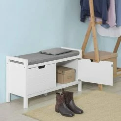 Besorgen 💯 SoBuy Wandgarderobe-Set Flurset Flurmöbel Schuhbank Mit Sitzfläche Flurgarderobe FSR63-W+FRG282-W 🔥 -SOBUY SHOP 58467125 5