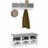 Großhandel 🎉 SoBuy Wandgarderobe-Set Flurset Flurmöbel Schuhbank Mit Sitzfläche Flurgarderobe FSR36-W+FRG282-W 👏 -SOBUY SHOP 58467129 1