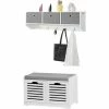 Coupon 🎁 SoBuy Wandgarderobe-Set Flurset Flurmöbel Schuhbank Mit Sitzfläche Flurgarderobe FSR23-K-W+FRG282-W ❤️ -SOBUY SHOP 58525154 1