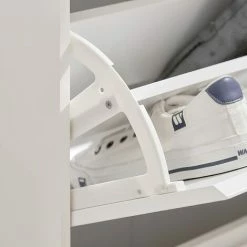 Bestpreis 👍 SoBuy FSR111-W Schuhablagen Mit 2 Klappen, 2 Offenen Fächern Und 1 Tür Schuhkipper Schuhschrank Schmal Schuhregal Schuhkommode Weiß BHT Ca.: 71x111x24cm ⌛ -SOBUY SHOP 60600846 4