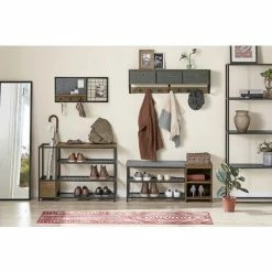 Rabatt 🎉 SoBuy FHK26-N Wandgarderobe Flurgarderobe Kleiderhaken Hängeregal Mit 3 Körben Und 7 Haken Garderobe Vintage BHT Ca.: 100x30x20cm 🥰 -SOBUY SHOP 60600849 4