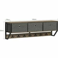 Rabatt 🎉 SoBuy FHK26-N Wandgarderobe Flurgarderobe Kleiderhaken Hängeregal Mit 3 Körben Und 7 Haken Garderobe Vintage BHT Ca.: 100x30x20cm 🥰 -SOBUY SHOP 60600849 5