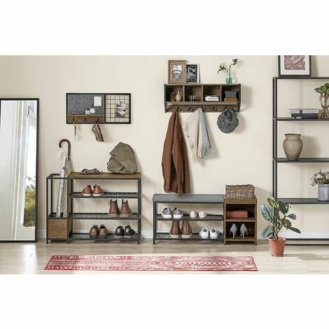 SoBuy FHK25-N Wandgarderobe Wandhaken Hängeregal Badezimmerschrank mit 4 Fächer und 5 Haken vintage BHT ca.: 73x28x16cm Großhandel 😀 SoBuy FHK25-N Wandgarderobe Wandhaken Hängeregal Badezimmerschrank Mit 4 Fächer Und 5 Haken Vintage BHT Ca.: 73x28x16cm 👏 -SOBUY SHOP 60600850 4