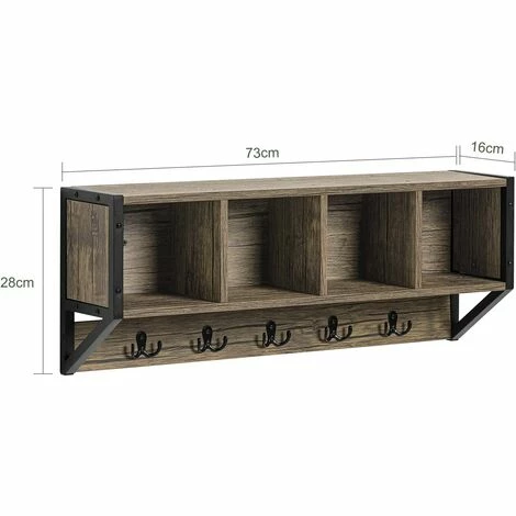 SoBuy FHK25-N Wandgarderobe Wandhaken Hängeregal Badezimmerschrank mit 4 Fächer und 5 Haken vintage BHT ca.: 73x28x16cm Großhandel 😀 SoBuy FHK25-N Wandgarderobe Wandhaken Hängeregal Badezimmerschrank Mit 4 Fächer Und 5 Haken Vintage BHT Ca.: 73x28x16cm 👏 -SOBUY SHOP 60600850 5