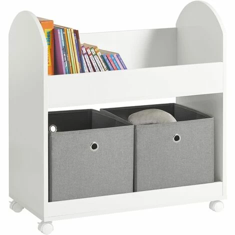 SoBuy KMB53-W Kinderregal mit 2 Stoffboxen Bücherregal Kinder Aufbewahrungsregal für Kinder Bücherständer Spielzeug-Organizer Regal Kinderzimmer BHT ca.: 70x78x40cm Bester Verkauf 🎉 SoBuy KMB53-W Kinderregal Mit 2 Stoffboxen Bücherregal Kinder Aufbewahrungsregal Für Kinder Bücherständer Spielzeug-Organizer Regal Kinderzimmer BHT Ca.: 70x78x40cm 🔥 -SOBUY SHOP 66990468 1
