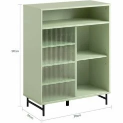 Bestpreis ❤️ SoBuy FSB61-GR Sideboard Mit Schiebetür Aus Glas Kommode Schrank Beistellschrank Aufbewahrungsschrank Grün BHT Ca.: 70x90x34cm 🔔 -SOBUY SHOP 66990472 5