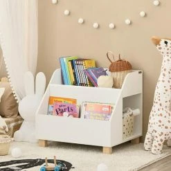 Bestes Angebot ⭐ SoBuy KMB54-W Kinderregal Mit 3 Fächern Spielzeugregal Bücherregal Kinder Aufbewahrungsregal Für Kinder Standregal Mit Massivholzbeine Weiß BHT Ca.: 60x53x48cm ⌛ -SOBUY SHOP 69008896 3