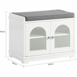 Coupon ✨ SoBuy FSR121-W Schuhbank Mit Sitzkissen Und Glastüren Truhenbank Sitzbank Mit Stauraum Dielenbank Schuhtruhe Sitzkommode Schuhregal Mit Sitzbank Schmal Garderobenbank BHT Ca.: 60x45x35cm 😀 -SOBUY SHOP 69008901 5