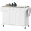 Blitzangebot ⌛ SoBuy FKW33-W Küchenwagen Mit Edelstahlplatte Küchenschrank Kücheninsel Servierwagen Rollwagen Mit Ablage Für Mülleimer Abfalleimer ✨ -SOBUY SHOP 6920185 1
