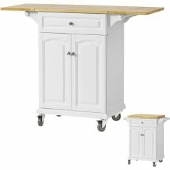 Großhandel 👍 SoBuy FKW36-WN Servierwagen Küchenwagen Küchenregal Küchenschrank Rollwagen Mit Klappbare/erweiterbarer Arbeitsfläche 😀