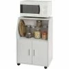 Am billigsten ✔️ SoBuy FRG241-W Küchenschrank Küchenwagen Rollschrank Getränkewagen Mikrowellenschrank Mit 2 Ablagen Und 2 Türen Weiß BHT Ca: 55x84x38cm 🎉 -SOBUY SHOP 6920208 1
