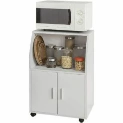 Am billigsten ✔️ SoBuy FRG241-W Küchenschrank Küchenwagen Rollschrank Getränkewagen Mikrowellenschrank Mit 2 Ablagen Und 2 Türen Weiß BHT Ca: 55x84x38cm 🎉