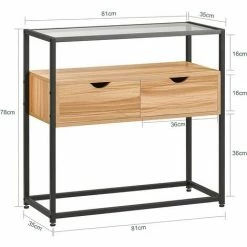 Schlussverkauf 🧨 SoBuy FSB54-N Konsolentisch Schmal Flurtisch Sideboard Beistelltisch Sofatisch Dekotisch Natur BHT Ca: 81x78x35cm 🎁 -SOBUY SHOP 71476249 5