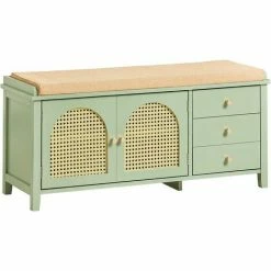 SOBUY SHOP 12 Bestpreis ✨ SoBuy FSR129-GR Schuhbank Mit Sitzfläche Und Gitteroptik-Türen Sitzbank Mit Stauraum Dielenbank Schuhtruhe Sitzkommode Schuhregal Schmal BHT Ca.: 100x46x34cm 😍