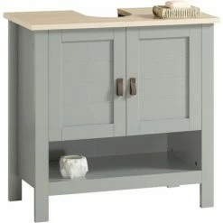 Neu ✨ SoBuy BZR69-HG Waschbeckenunterschrank Mit Schiebetür Badschrank Waschtisch Unterschrank Badmöbel Hellgrau BHT Ca: 60x60x30cm 🎉