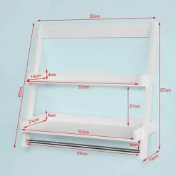 Coupon ⌛ SoBuy FRG117-W Wandregal Handtuchhalter Badregal Zur Wandmontage Mit 2 Ablagen Und Einer Stange Weiß 🌟 -SOBUY SHOP 9490678 5