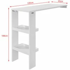 Bestes Angebot 🔔 SoBuy FWT55-W Design Bartisch Stehtisch Bartresen Bistrotisch Esstisch Küchentisch Mit 2 Regalfächern Weiß BHT Ca.: 120x106x45cm 💯 -SOBUY SHOP 9490689 5